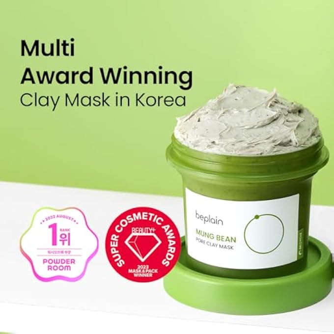 beplain BE PLAIN MUNG BEAN PORE CLAY MASK (4.05 FL OZ, 120ML) | WASH OFF MASK FOR BLACKHEAD & WHITEHEAD CARE | CLEANSE AND VISIBLY TIGHTEN PORES | COLLAB WITH YOUTUBER LEOJ | K-BEAUTY - Image 2